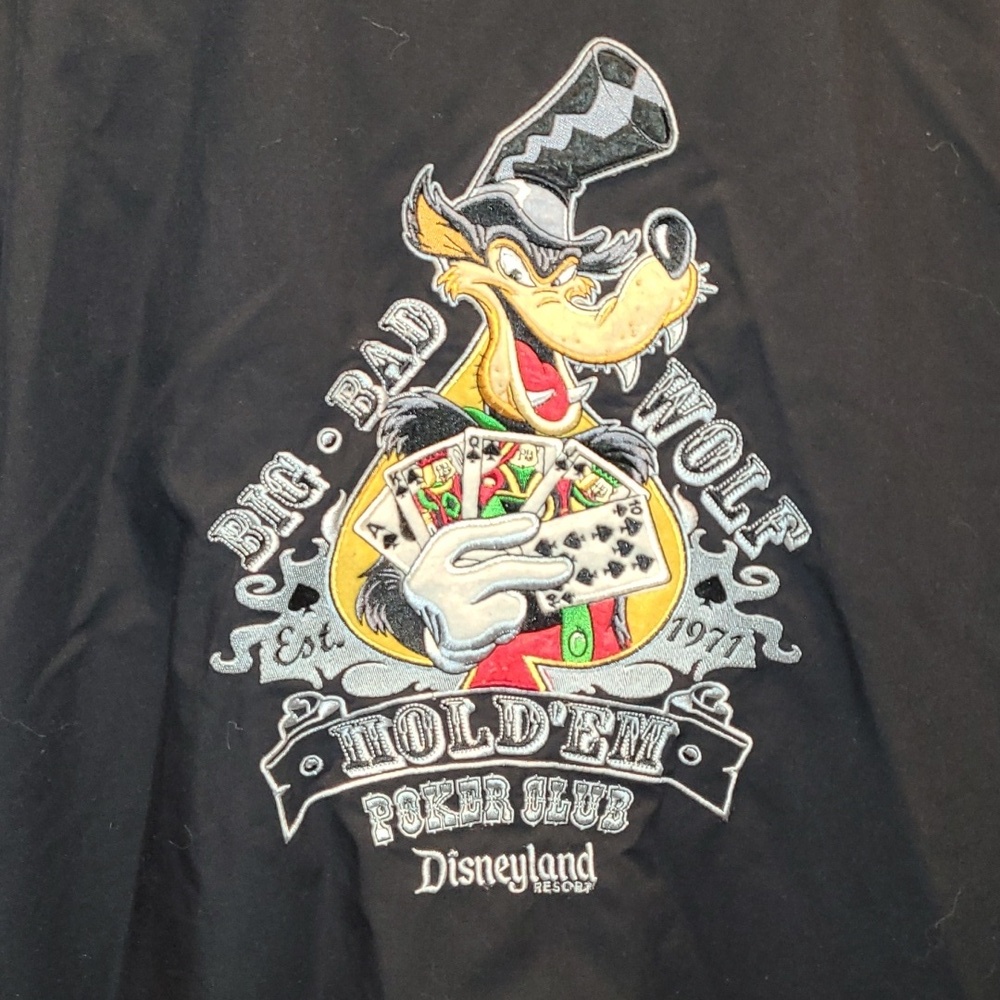 Vintage Disney Gray Big Bad Wolf Hold em Poker Club Shirt Sz XL Disneyland 1990s